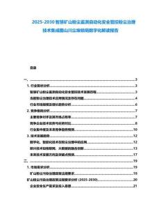 2025-2030智慧礦山粉塵監測自動化安全管控粉塵治理技術集成圖山川塵埃鎖局數字化解讀報告