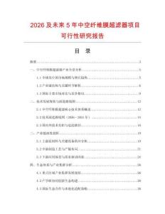 2026及未來5年中空纖維膜超濾器項目可行性研究報告