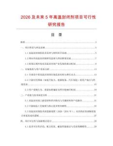 2026及未來(lái)5年高溫封閉劑項(xiàng)目可行性研究報(bào)告