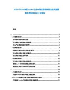 2025-2030中國tooth行業(yè)市場供需調(diào)研評估投資器具制造者制定行業(yè)計劃報告