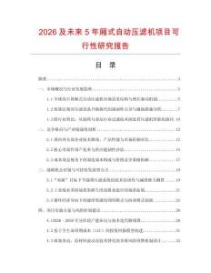 2026及未來5年廂式自動壓濾機項目可行性研究報告