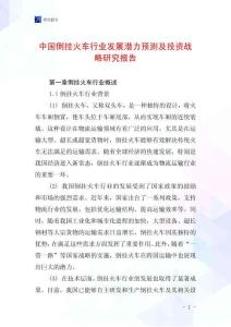 中國倒掛火車行業(yè)發(fā)展?jié)摿︻A(yù)測及投資戰(zhàn)略研究報(bào)告