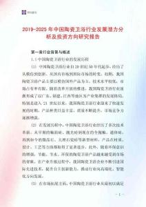 2019-2025年中國陶瓷衛(wèi)浴行業(yè)發(fā)展?jié)摿Ψ治黾巴顿Y方向研究報(bào)告