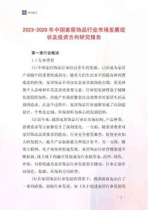 2023-2028年中國家居飾品行業市場發展現狀及投資方向研究報告