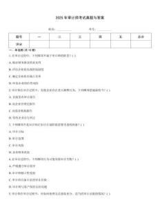 2025年審計師考試真題與答案優選題庫