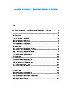 Fast芯片組測試驗證技術與質量標準體系建設調研報告