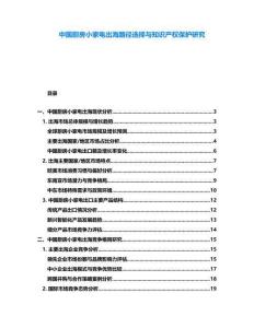 中國廚房小家電出海路徑選擇與知識產權保護研究
