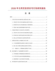 2026年日用百货项目可行性研究报告