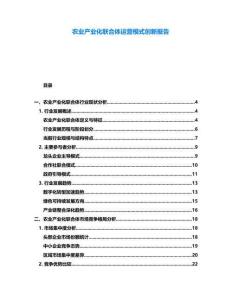 農業(yè)產(chǎn)業(yè)化聯(lián)合體運營模式創(chuàng)新報告