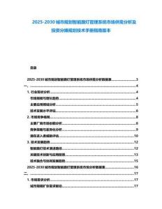 2025-2030城市規劃智能路燈管理系統市場供需分析及投資分攤規劃技術手冊指南版本