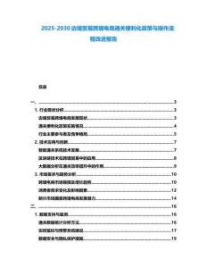 2025-2030邊境貿易跨境電商通關便利化政策與操作流程改進報告
