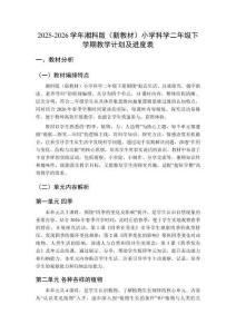 2025-2026學(xué)年湘科版（新教材）小學(xué)科學(xué)二年級(jí)下學(xué)期教學(xué)計(jì)劃及進(jìn)度表