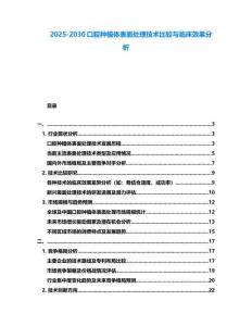 2025-2030口腔種植體表面處理技術(shù)比較與臨床效果分析