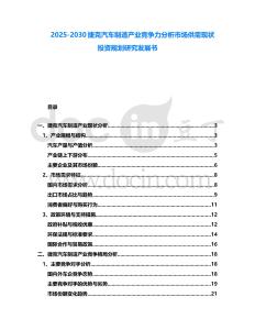 2025-2030捷克汽車制造產業競爭力分析市場供需現狀投資規劃研究發展書