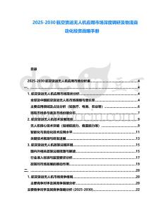 2025-2030航空貨運無人機應用市場深度調研及物流自動化投資戰略手冊
