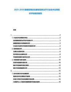 2025-2030健康管理運動康復(fù)按摩治療行業(yè)技術(shù)應(yīng)用現(xiàn)狀評估規(guī)劃報告