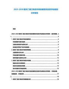 2025-2030朝天門港口物流市場發(fā)展現(xiàn)狀投資評估規(guī)劃分析報(bào)告