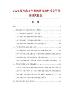 2026及未來5年黃色直接染料項目可行性研究報告