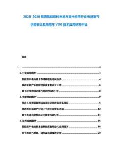 2025-2030陕西氢能燃料电池与重卡应用行业市场氢气供需安全及商用车V2G技术应用研究中设