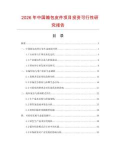 2026年中國箱包皮件項目投資可行性研究報告