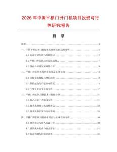 2026年中國平移門開門機項目投資可行性研究報告