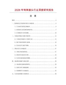 2026年特殊接頭行業深度研究報告