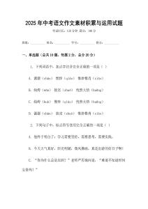2025年中考語文作文素材積累與運用試題