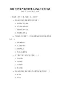2025年企業內部控制體系建設與實施考試