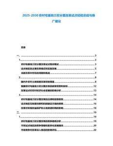 2025-2030農村宅基地三權分置改革試點經驗總結與推廣建議
