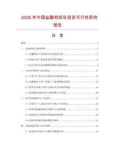 2026年中國鹽酸利項目投資可行性研究報告