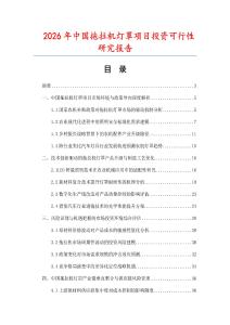 2026年中國拖拉機燈罩項目投資可行性研究報告