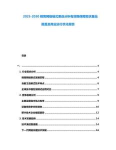 2025-2030蜂窩網絡制式更迭分析有效期保障現狀基站覆蓋及商業運行優化報告