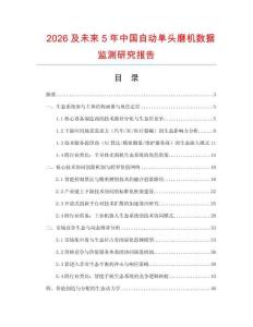 2026及未來5年中國自動單頭磨機(jī)數(shù)據(jù)監(jiān)測研究報告