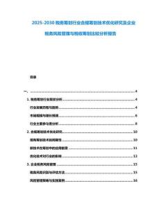 2025-2030稅務籌劃行業合規籌劃技術優化研究及企業稅務風險管理與稅收籌劃比較分析報告
