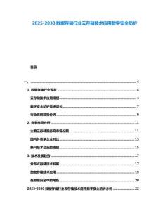 2025-2030數據存儲行業云存儲技術應用數字安全防護