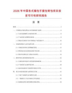 2026年中國各式箱包手提包背包項目投資可行性研究報告