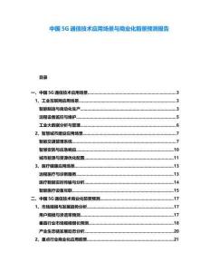 中國5G通信技術(shù)應(yīng)用場(chǎng)景與商業(yè)化前景預(yù)測(cè)報(bào)告