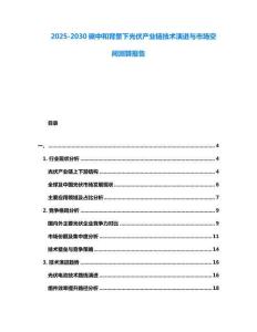 2025-2030碳中和背景下光伏產業鏈技術演進與市場空間測算報告