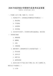 2026年經(jīng)濟(jì)統(tǒng)計(jì)學(xué)原理與實(shí)務(wù)考試及答案