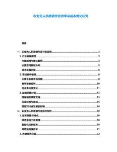 農(nóng)業(yè)無人機噴灑作業(yè)效率與成本優(yōu)化研究