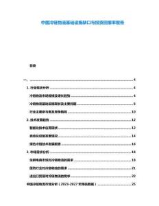 中國冷鏈物流基礎(chǔ)設(shè)施缺口與投資回報(bào)率報(bào)告