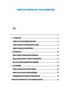 中國汽車進氣系統(tǒng)優(yōu)化設(shè)計與動力性能提升報告