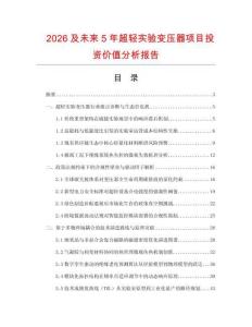 2026及未來5年超輕實驗變壓器項目投資價值分析報告