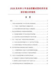 2026及未来5年自动扭簧成型机项目投资价值分析报告