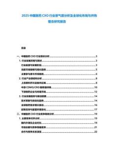 2025中國醫(yī)藥CXO行業(yè)景氣度分析及全球化布局與并購整合研究報告