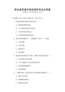 職業素養提升路徑探索考試及答案