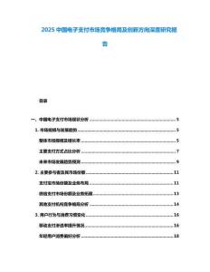 2025中國電子支付市場競爭格局及創新方向深度研究報告