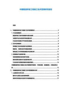 中國隧道橋梁工程施工技術管理研究報告