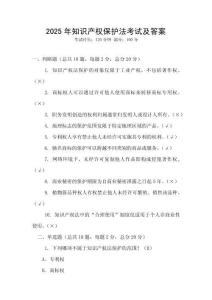 2025年知識產權保護法考試及答案