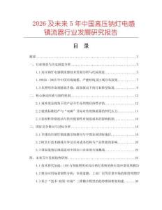 2026及未來5年中國高壓鈉燈電感鎮(zhèn)流器行業(yè)發(fā)展研究報告